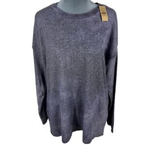 American Eagle Outfitters Heathered Navy Scoop Neck Sweater